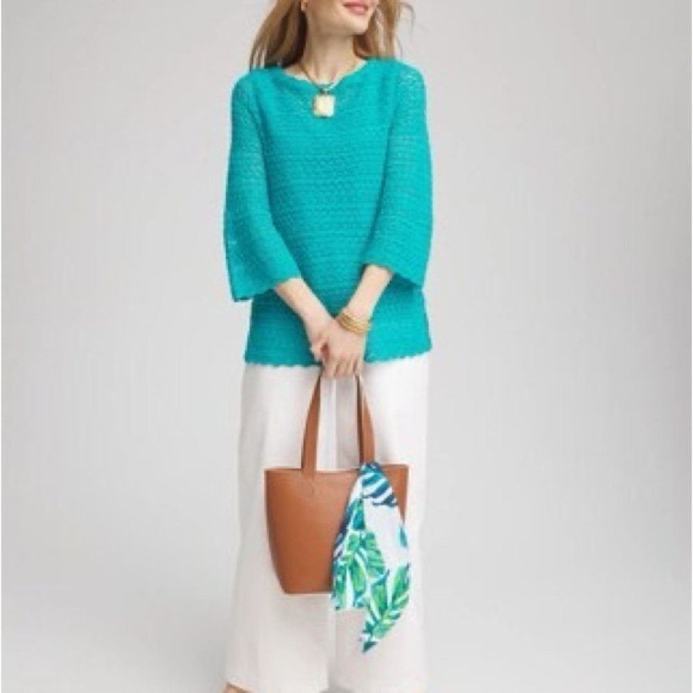 Chico's Turquoise V-Neck Sweater